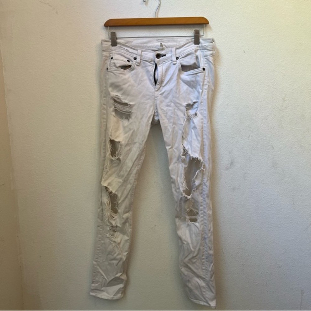 rag & bone White Skinny Distressed Jeans
